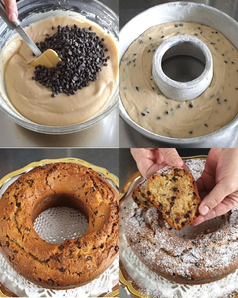 Sponge ricotta and chocolate chips cake