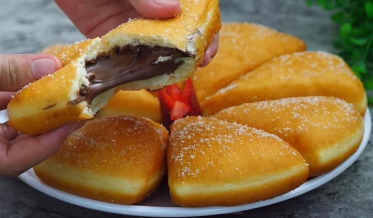 Delicious Donut With Chocolate Filling