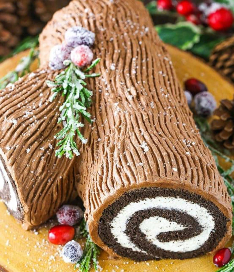 YULE LOG CAKE | CHRISTMAS LOG CAKE