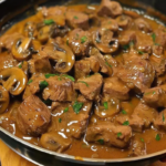 Melt In Your Mouth Beef Tips with Mushroom Gravy